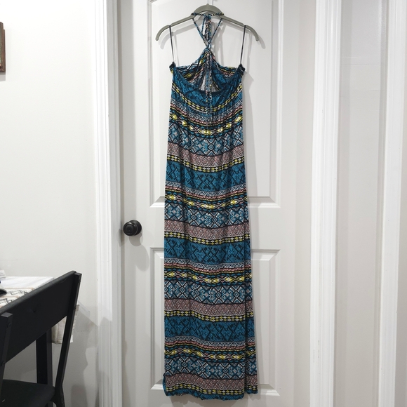 FOREVER 21 Nwt Geo Aztec Multi Color Halter Maxi Sun Dress, Size XL, Vacation - Picture 10 of 12